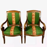 Pair of Empire period restoration mahogany armchairs