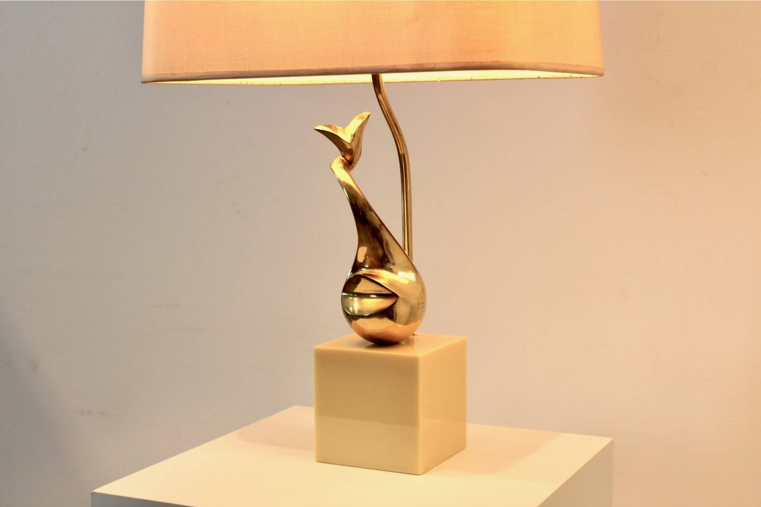 Pair of Exclusive Philippe-Jean Brass Art Sculpture Table Lamps, signed