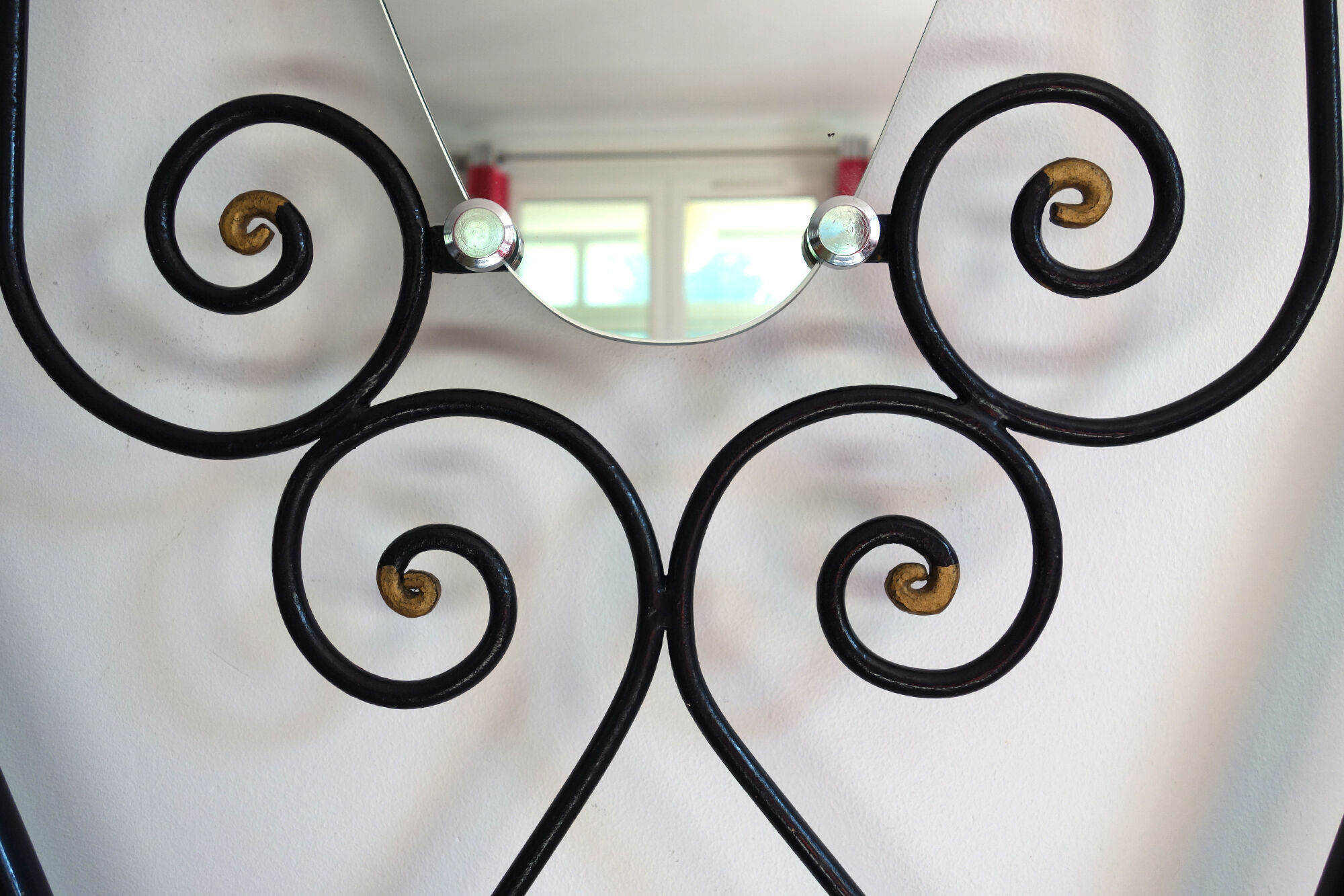 Vintage iron coat rack with mirror