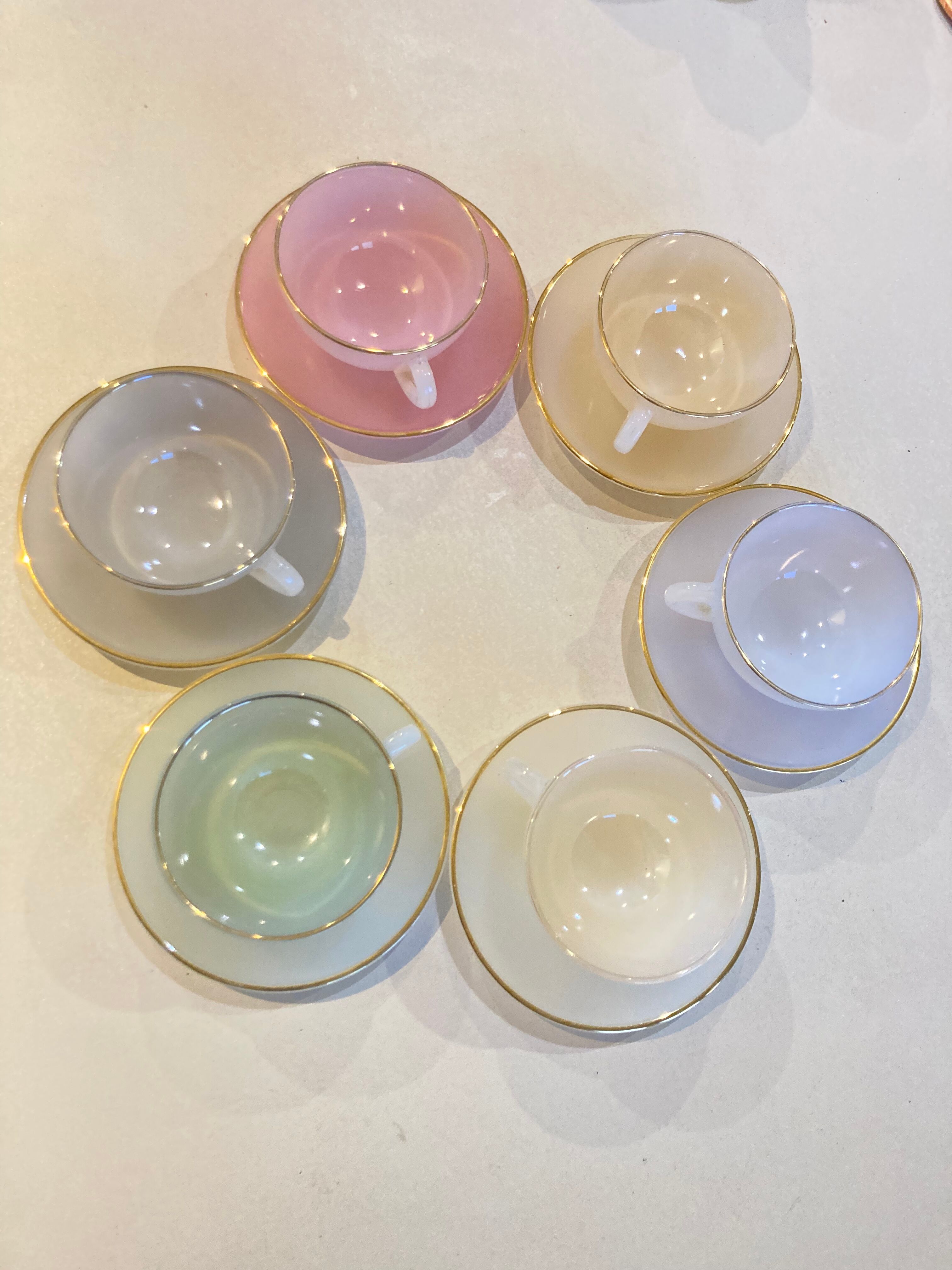 Lot De 5 Tasses à Café Arcopal - Modèle Arlequin Vintage - Multicouleur