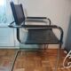 Black leather cantilever chair with chrome steel – Modernist design