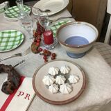 Duo of footed bowl and artisanal plate made in France Vallauris