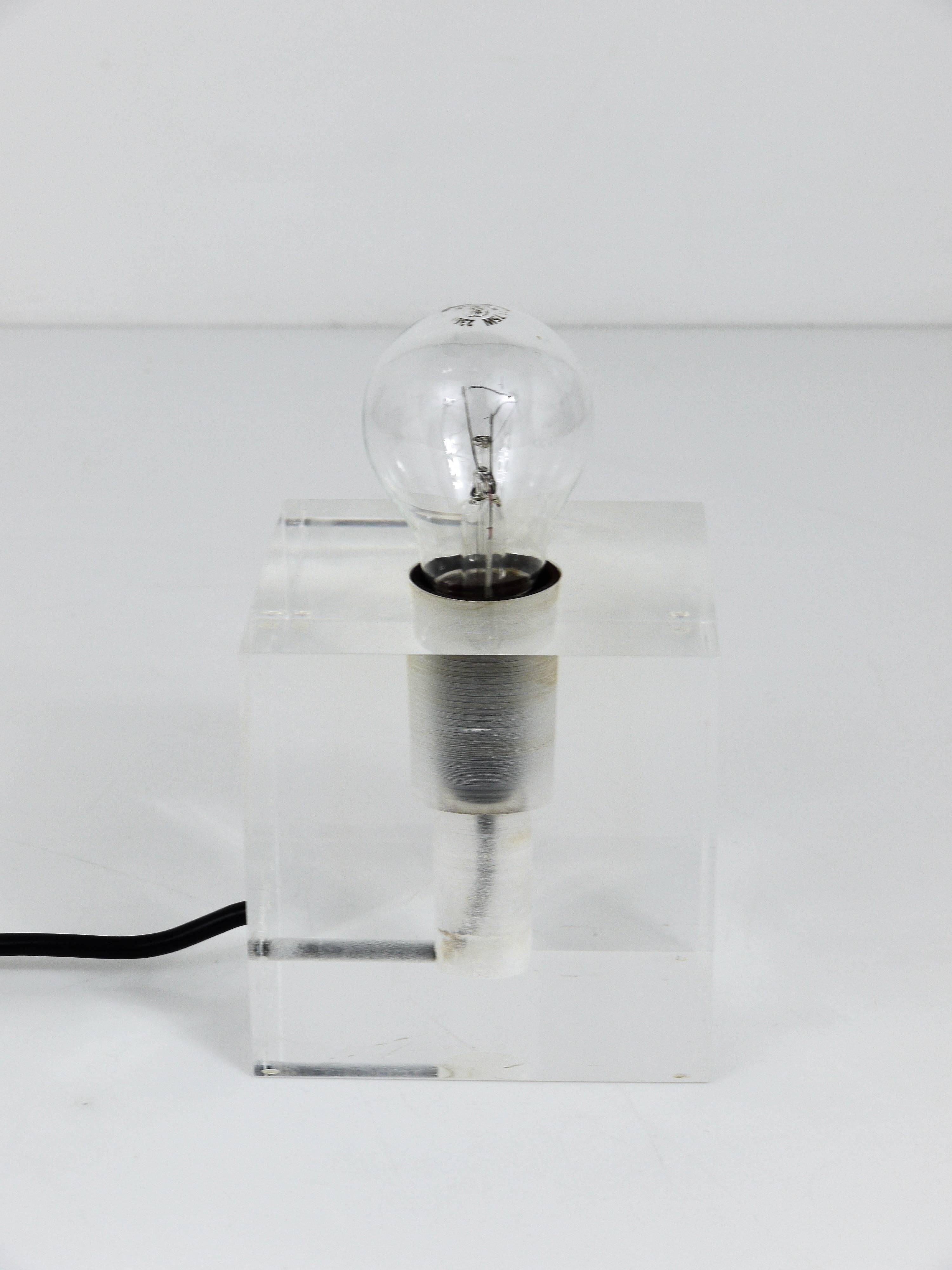 Cubic table or postmodern accent lamp in lucite, Italy, 1970s