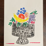 Bouquet de fleurs au pastel sec sur papier illustration originale