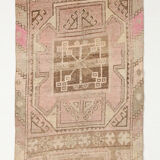 3x12 brown & beige vintage runner rug 100x360cm