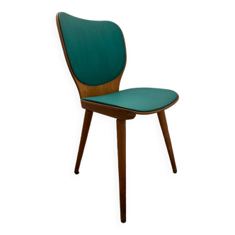 Baumann chair series 800G curved wood and green skai