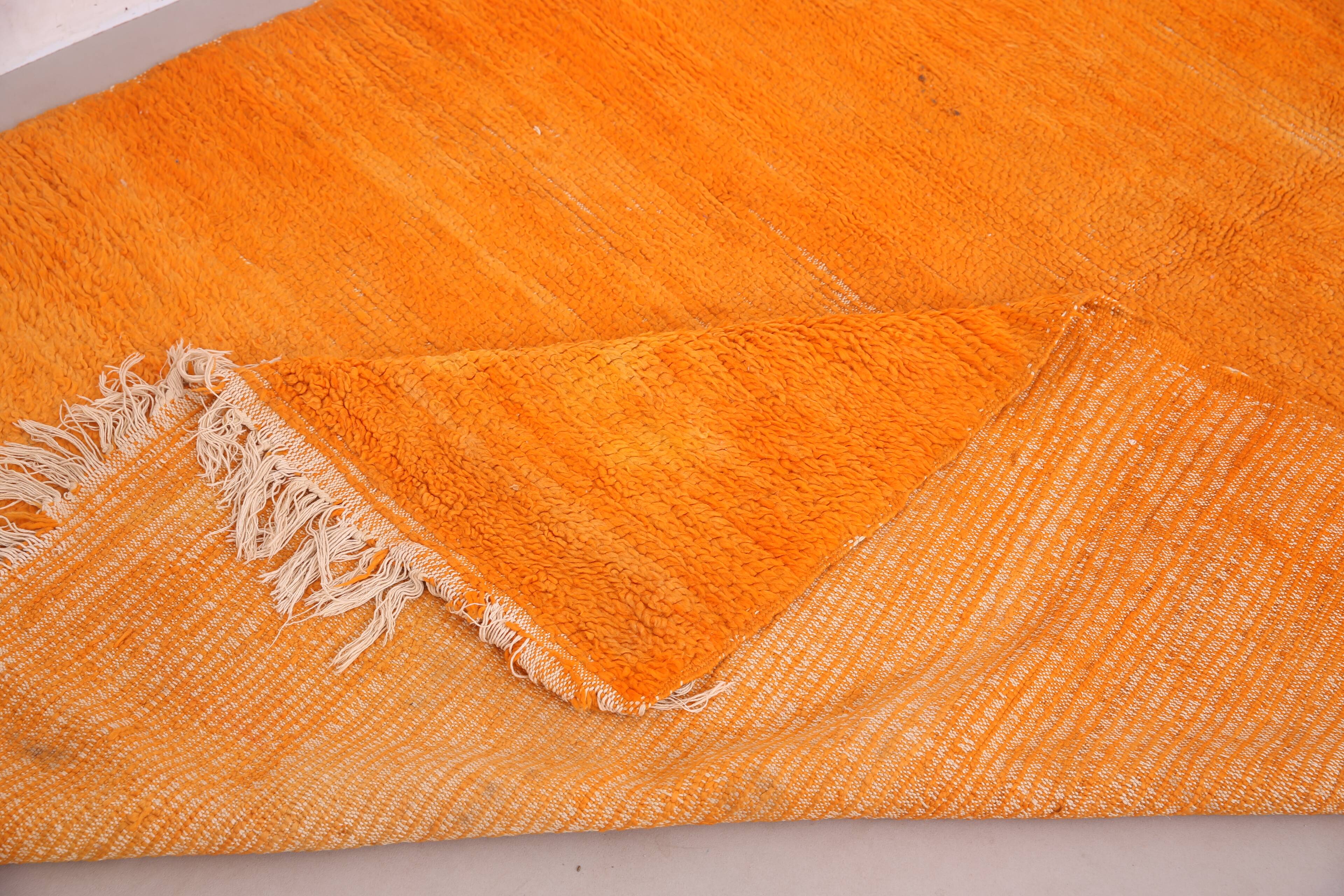 Tapis marocain vintage orange 174 x 255 cm - Tapis en laine berbère - Tapis fait main