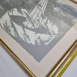 Original lithograph after Jean-Luc Poivret, "Flying Machine", 69 x 47 cm, framed, 1970s