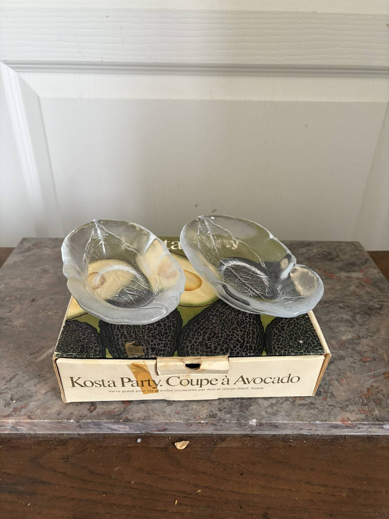 Vintage Avocado Coupe Glass KOSTA Party Engraved