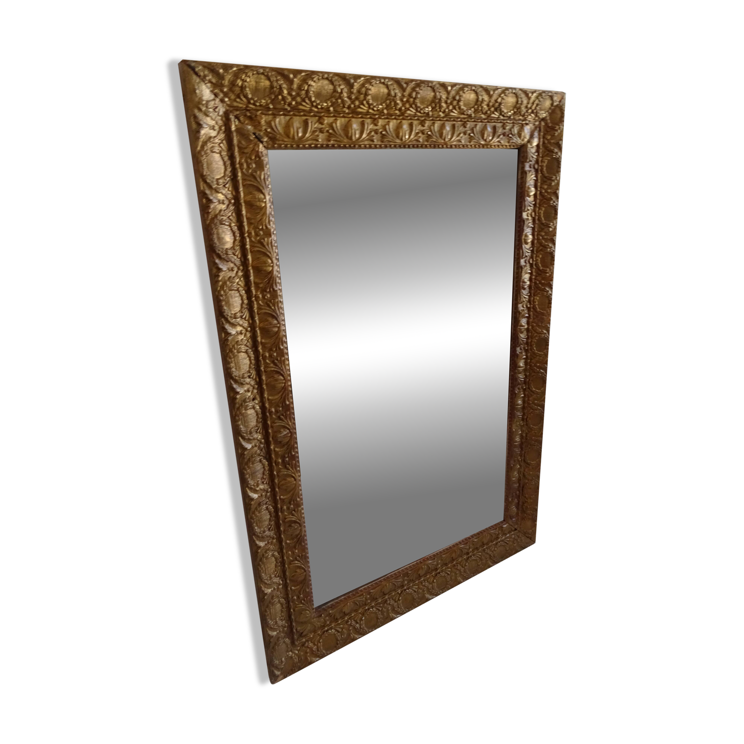 Wood and gilded stucco wall mirror