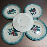 Set of 5 vintage dessert plates Faïencerie de Castres Model Fruits