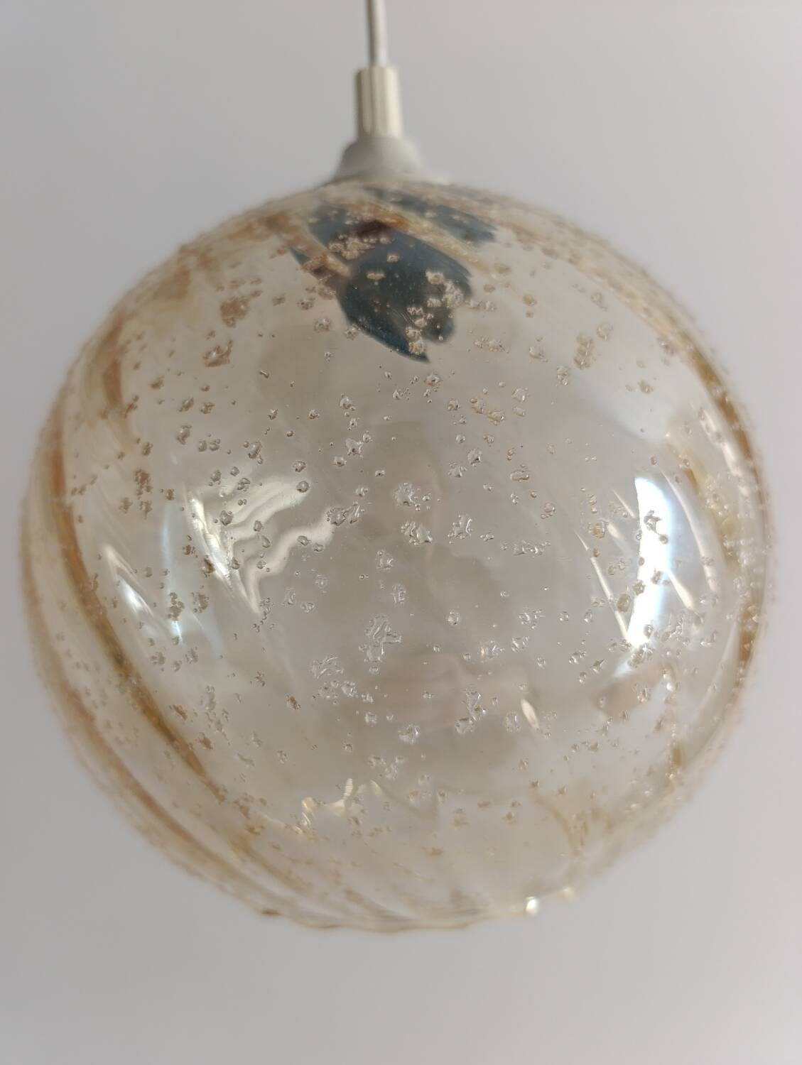 Amber bubble glass vintage pendant globe – 1960s/70s design