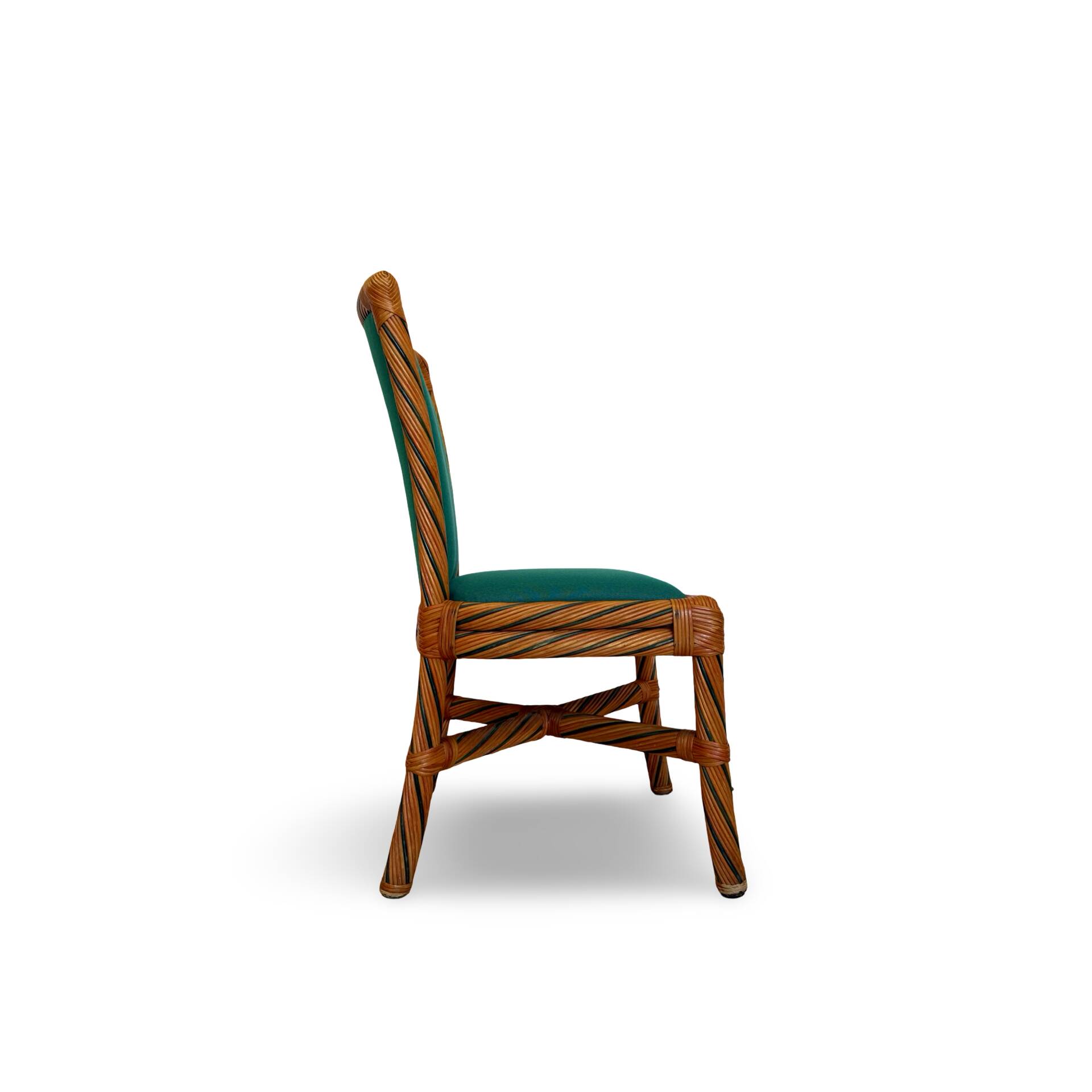 Set of six vintage bamboo and rattan dining chairs