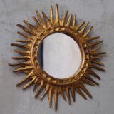 Mid-century italian wooden sun mirror, 1950s
