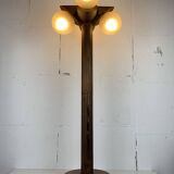 Midcentury brutalist oak floor lamp with 4 spheres, 1970s  by Temde Leuchten