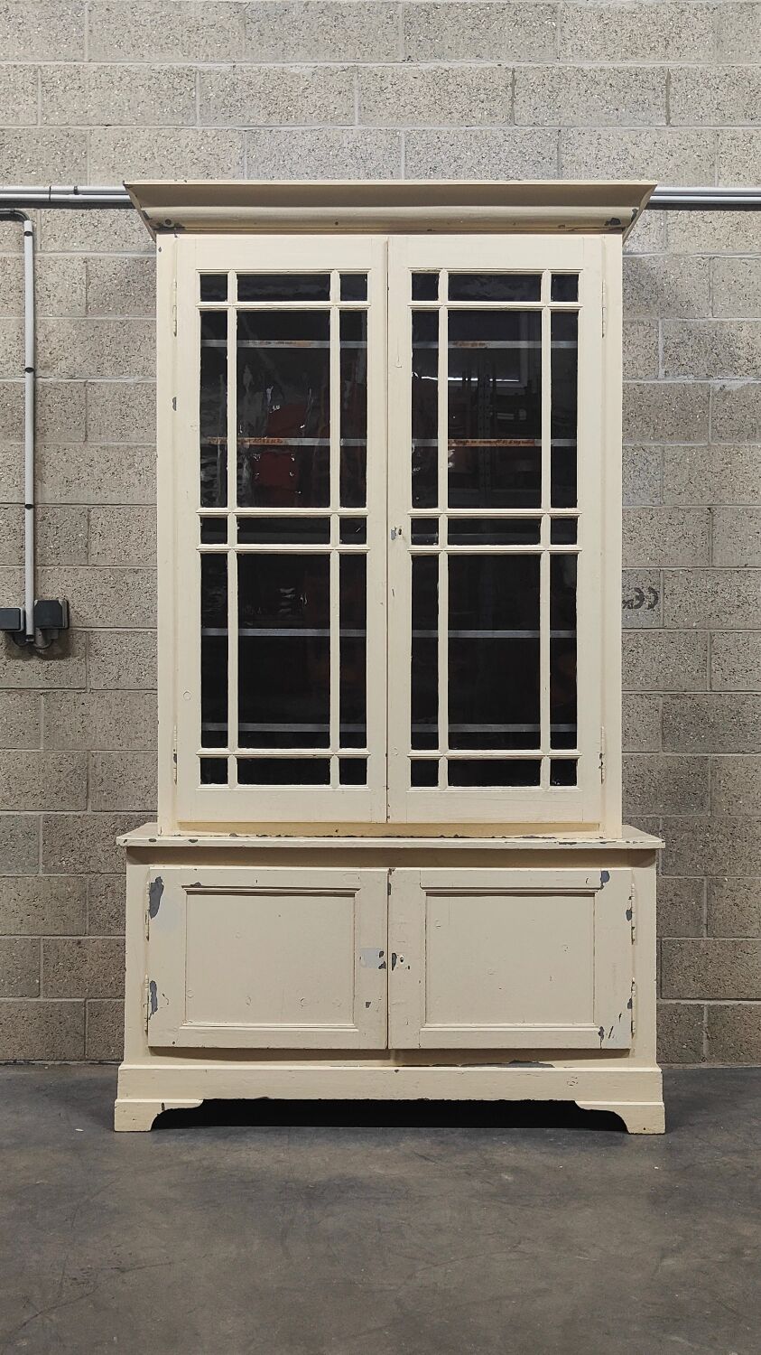 Old school library, white patinated two-body dresser, year 1888