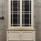 Old school library, white patinated two-body dresser, year 1888
