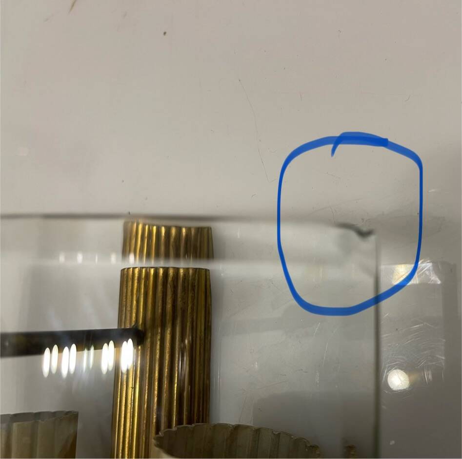 Brass Glass Sconces in a Fontana Arte  style