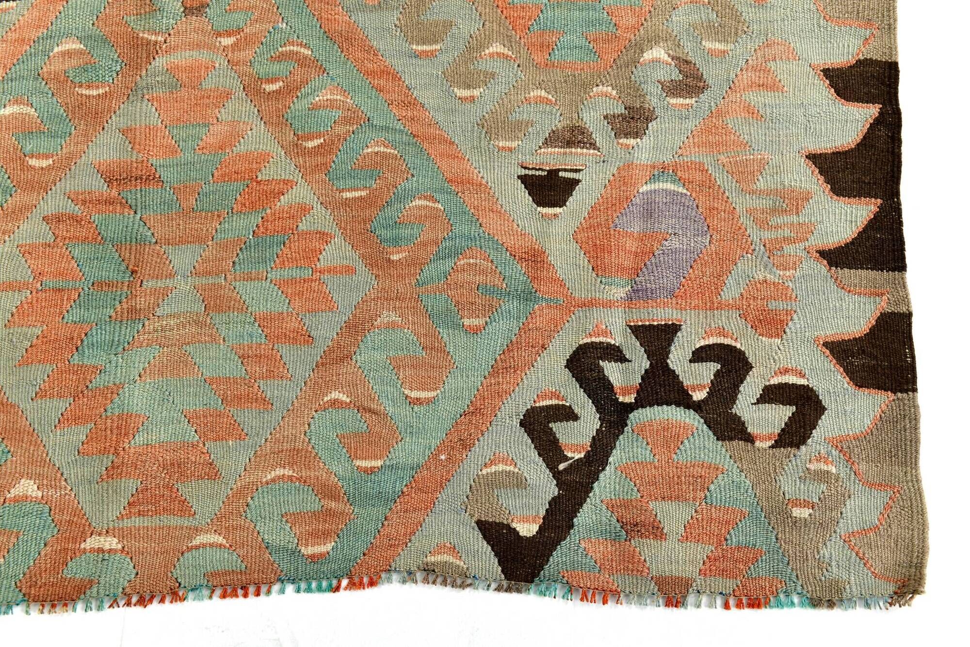 5x8 Blue & Brown Turkish Vintage Kilim Rug, 153x235Cm SK 35166