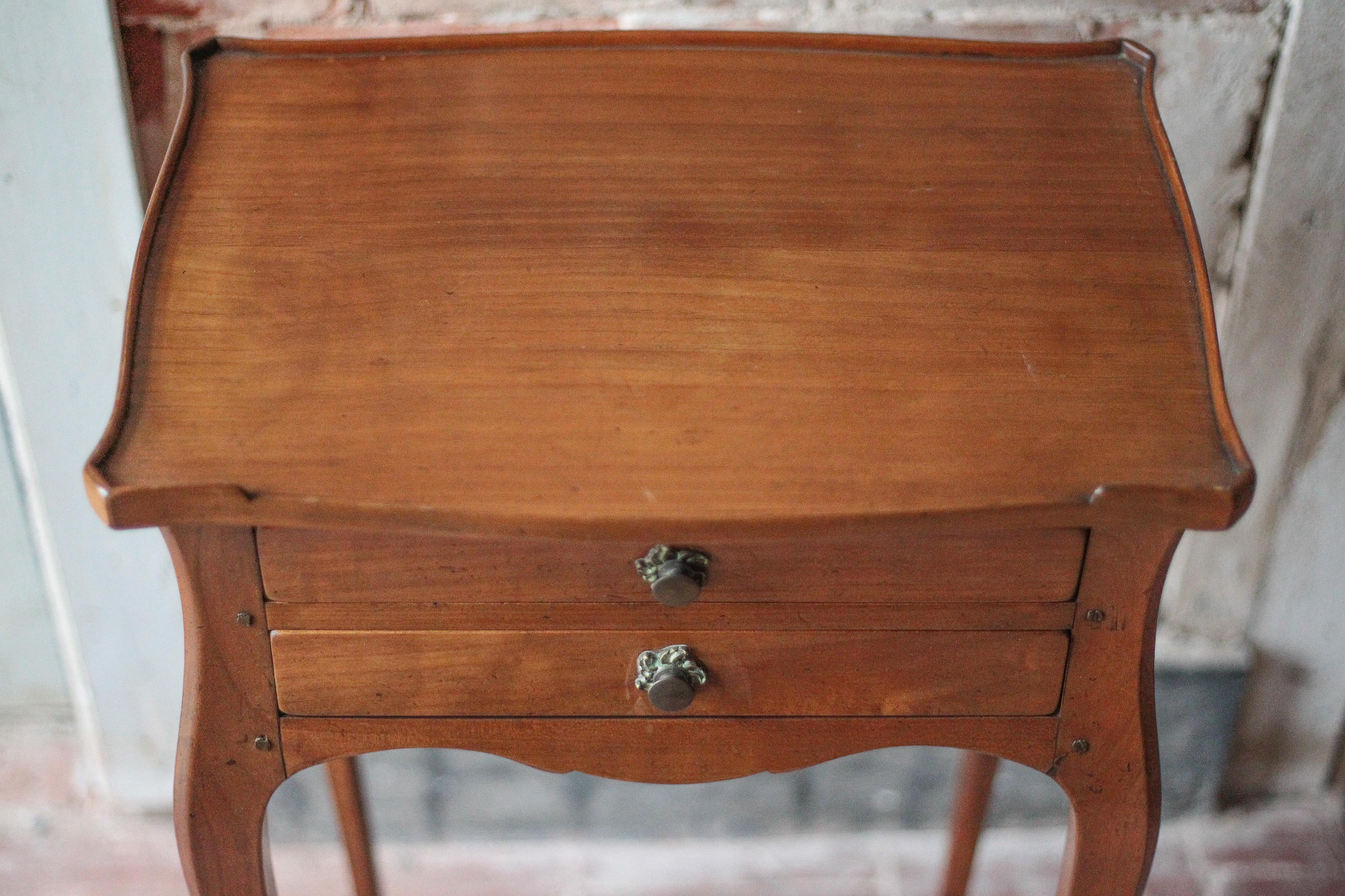 Vintage bedside table, bedside table with 2 drawers, side table, Louis XV.