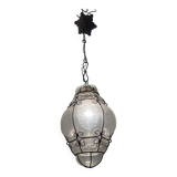 Wrought Iron Murano Glass Light Pendant 1950’s