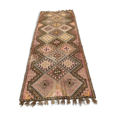 Tapis kilim turc vintage 377x152 cm en laine, grand.