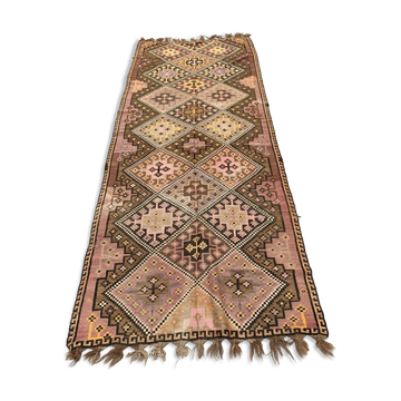 Vintage Turkish Kilim 377x152 cm wool kelim rug large