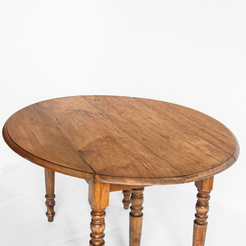 Vintage solid wood table with folding shutters with two extensions, France 1950
