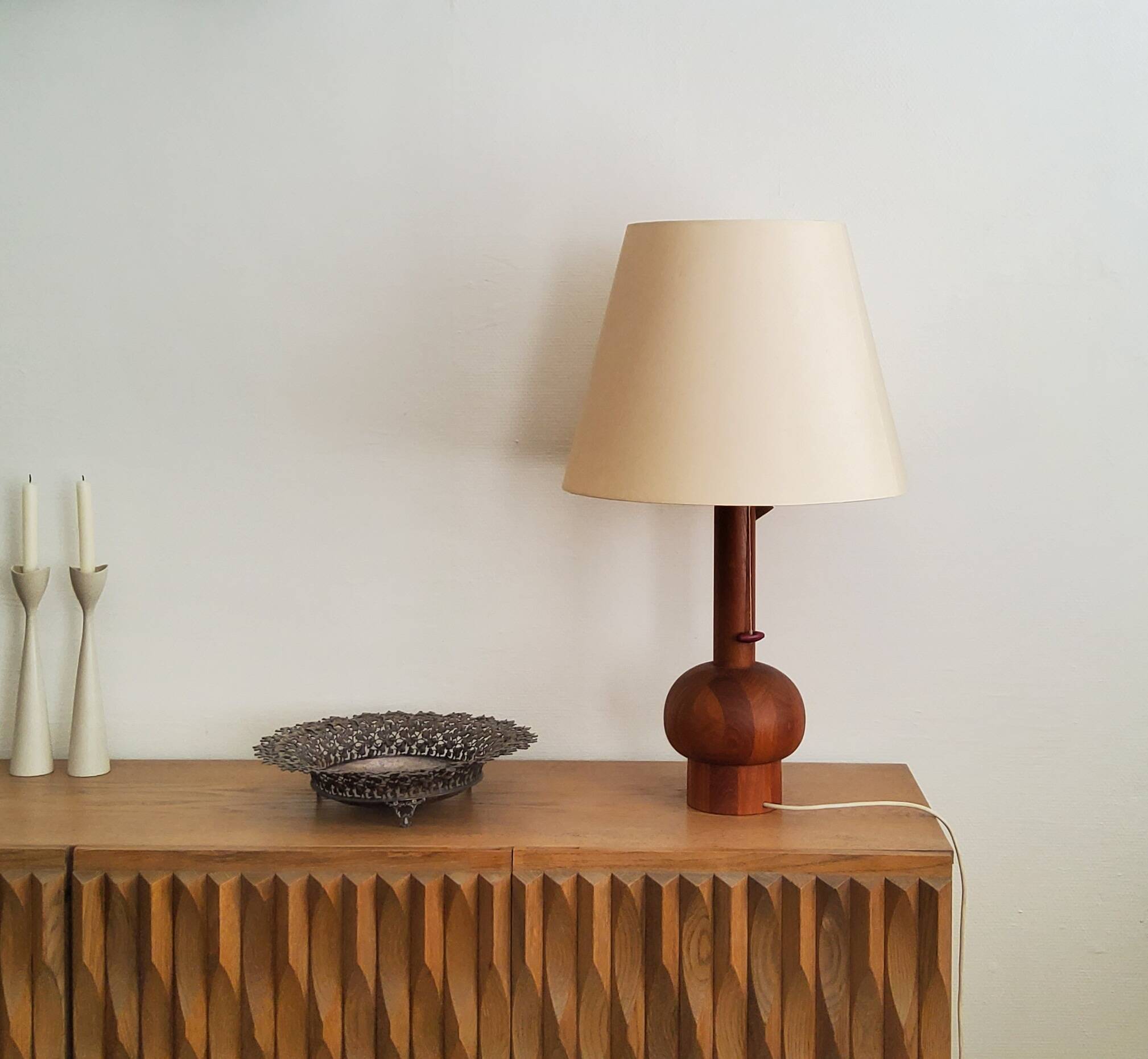Lampe de table Scandinave en teck - 1960