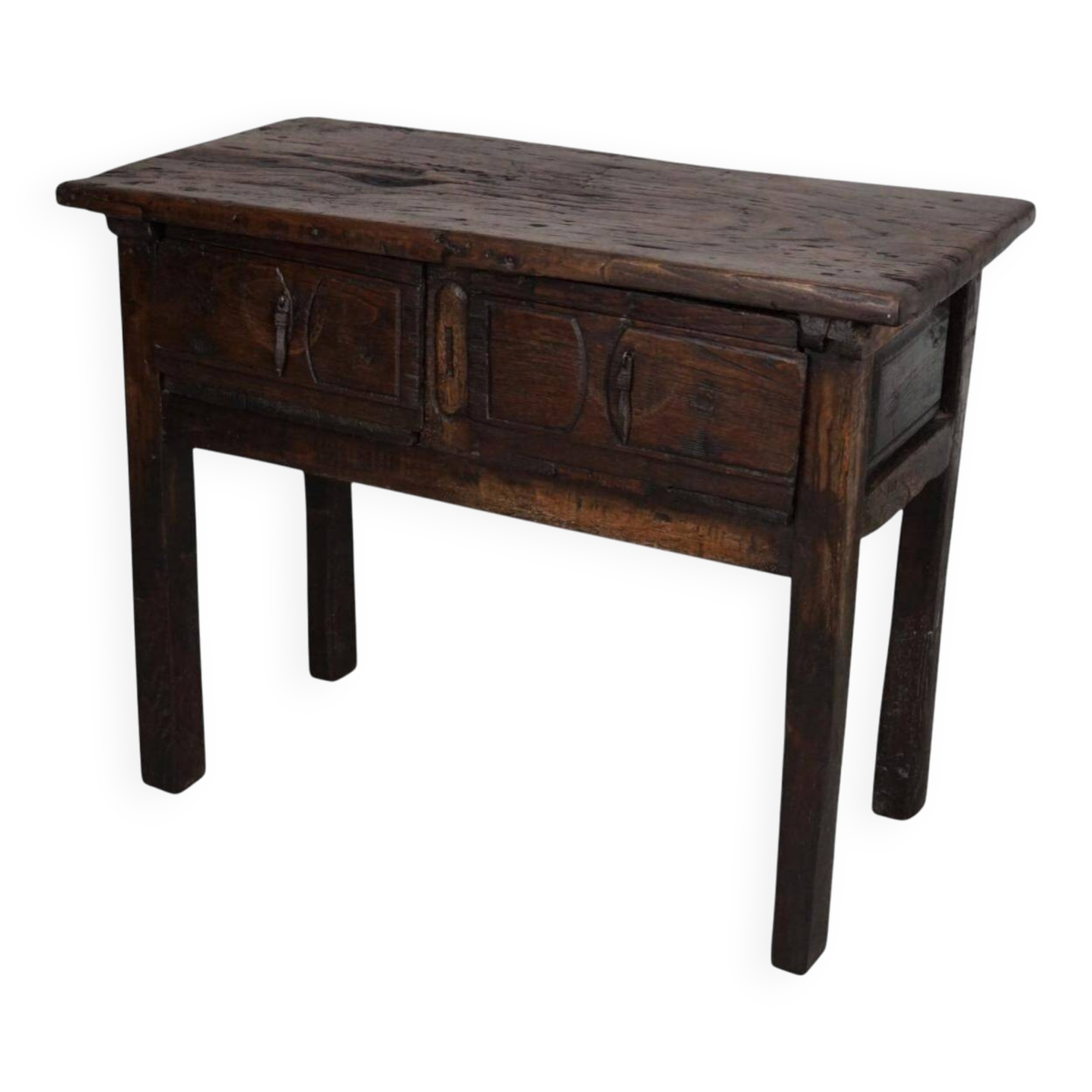 Antique Spanish Rustic Farmhouse Chestnut Side Table / Console, 18th Century