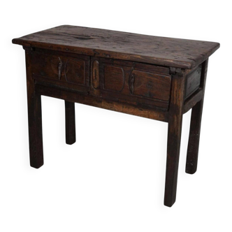 Antique Spanish Rustic Farmhouse Chestnut Side Table / Console, 18th Century