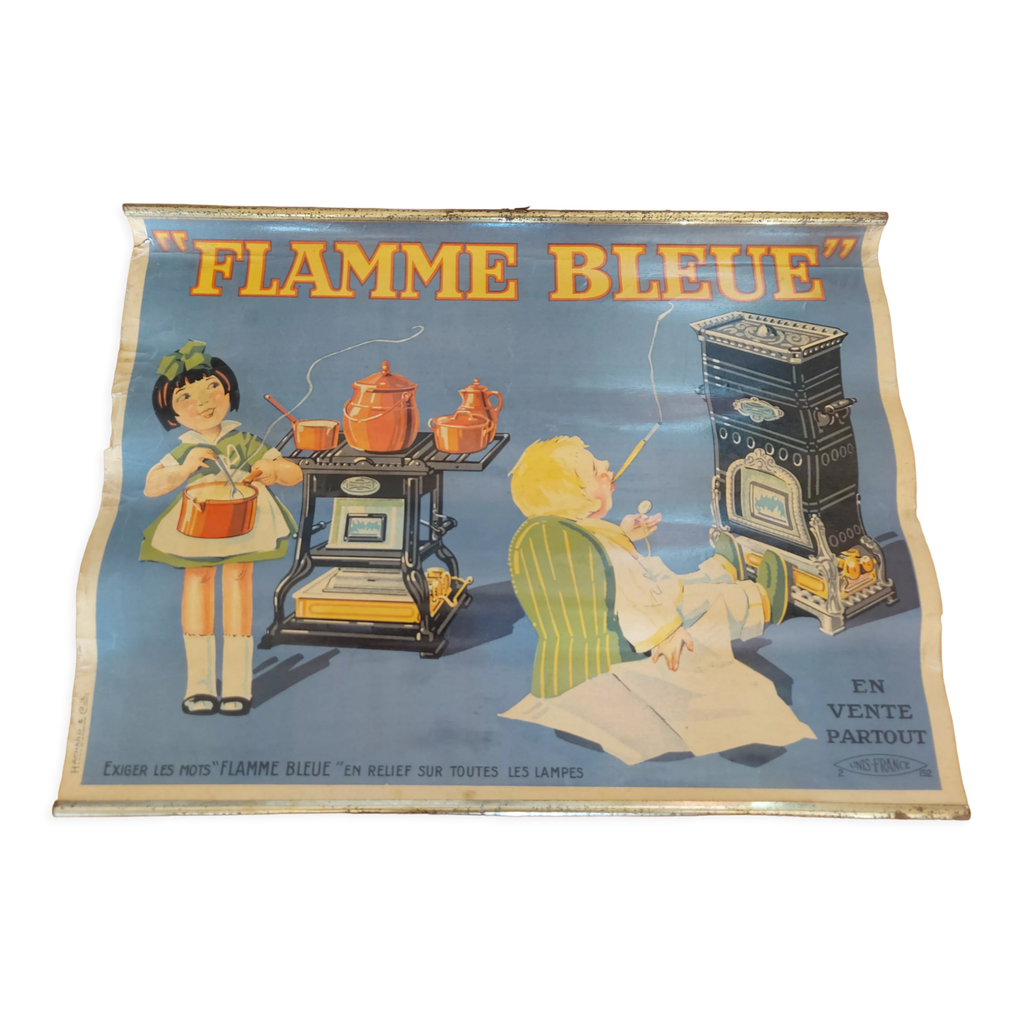 Affiche lithographiée flamme bleu