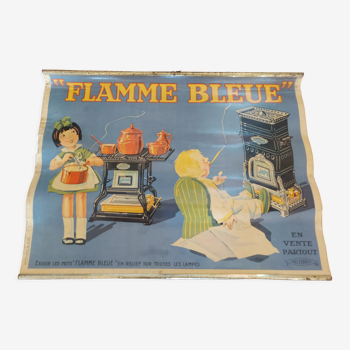 Affiche lithographiée flamme bleu