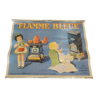 Affiche lithographiée flamme bleu