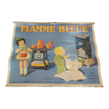 Affiche lithographiée flamme bleu