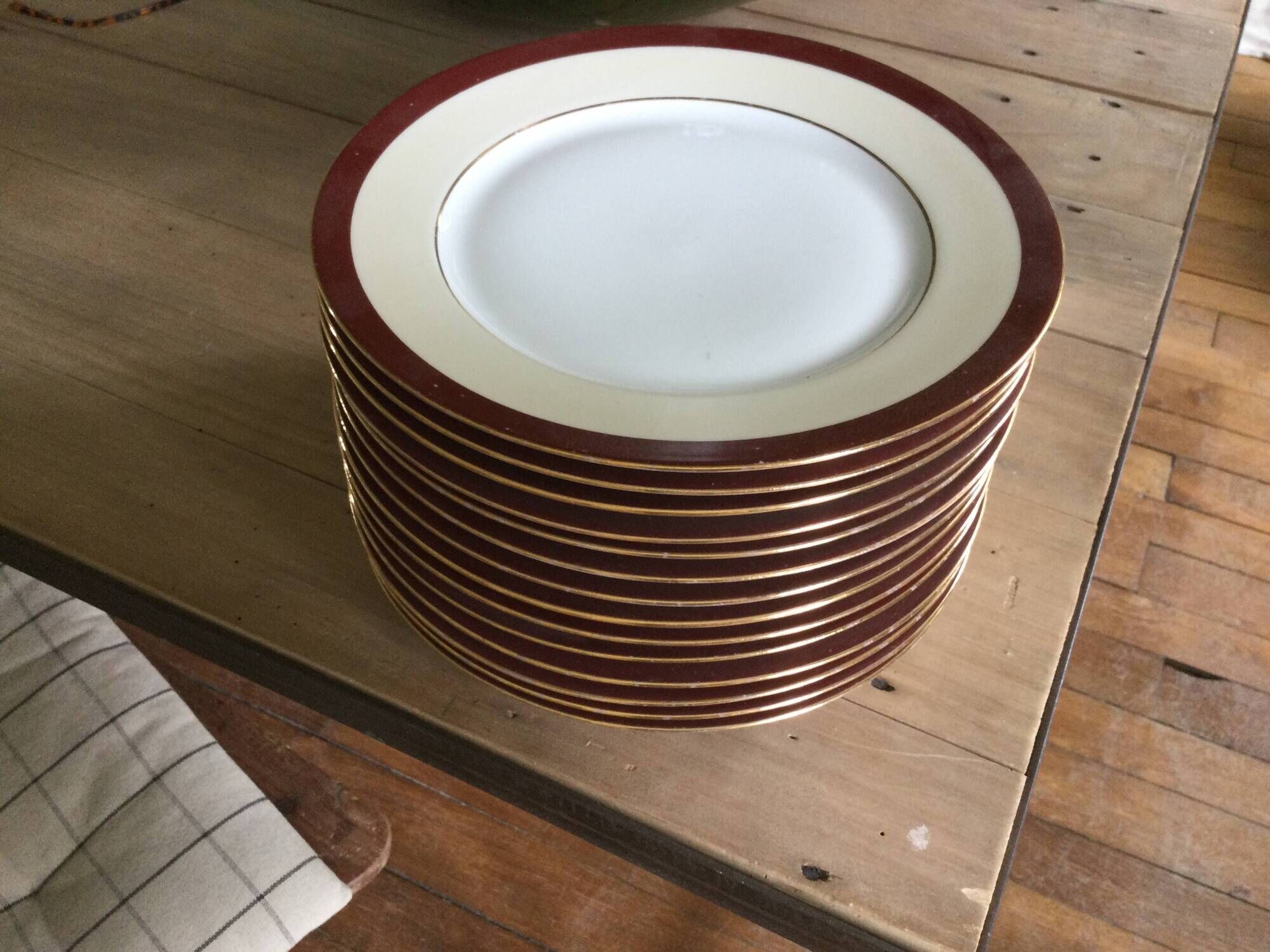 Set of 13 antique Limoges porcelain plates