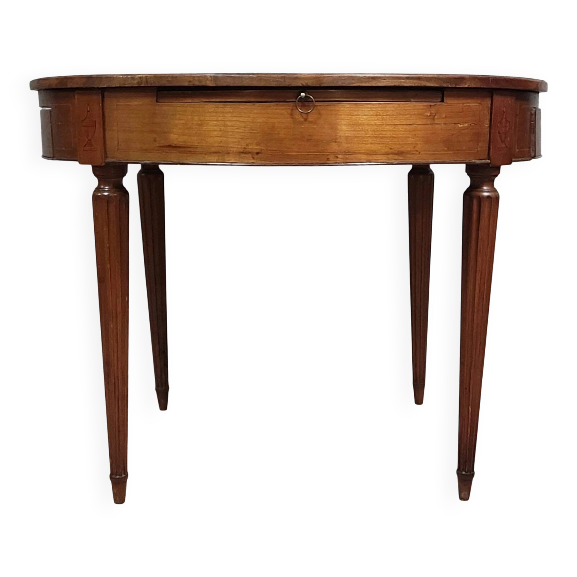 Louis XVI period marquetry bouillotte table, circa 1790-1800