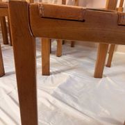 Chaises vintage en orme et cuir par Maison Regain, années 1970, lot de 6