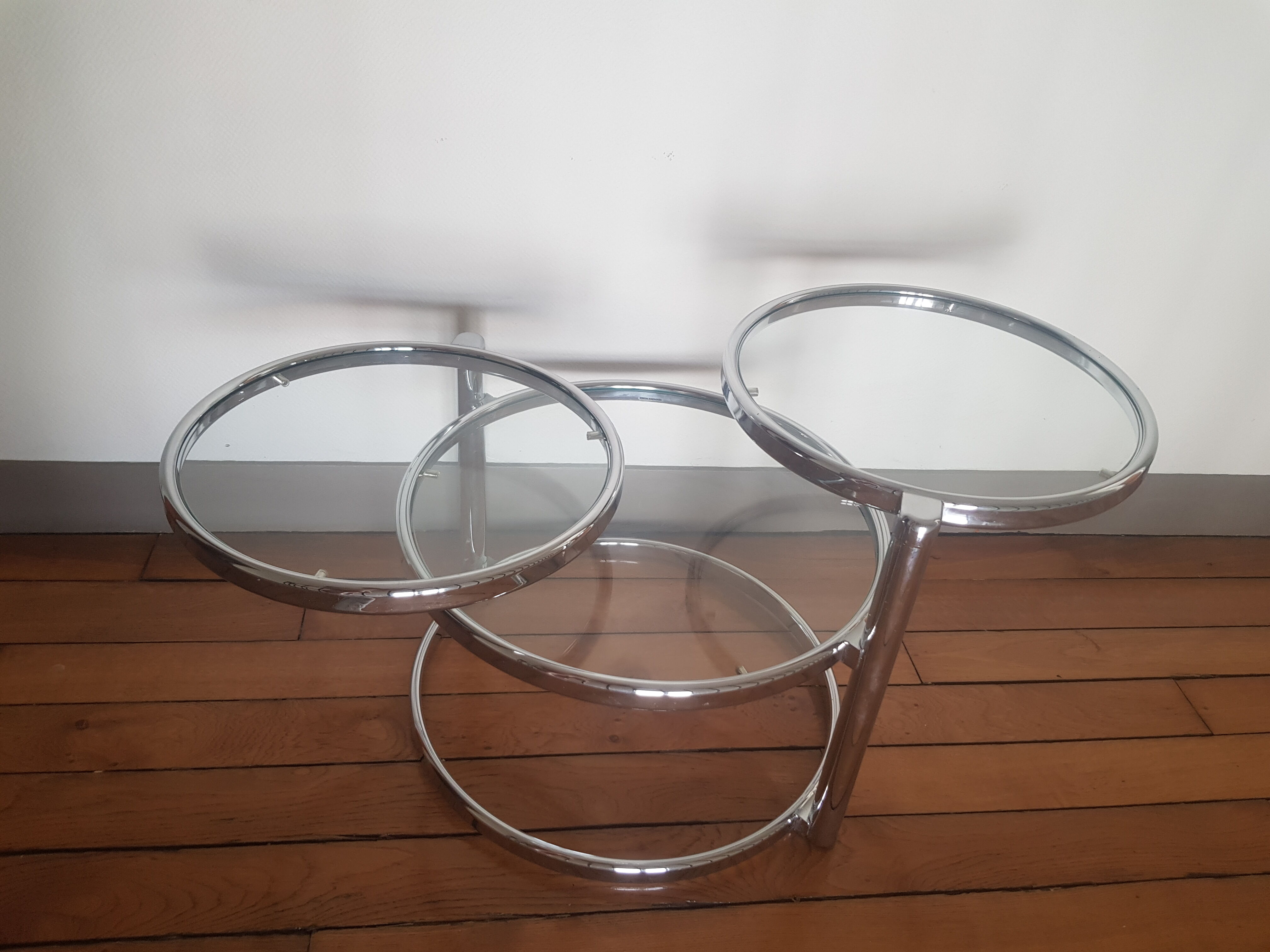 Glass and chrome coffee table