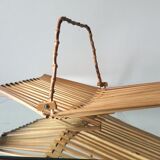 Foldable wooden basket with bamboo handle Danish Midcentury