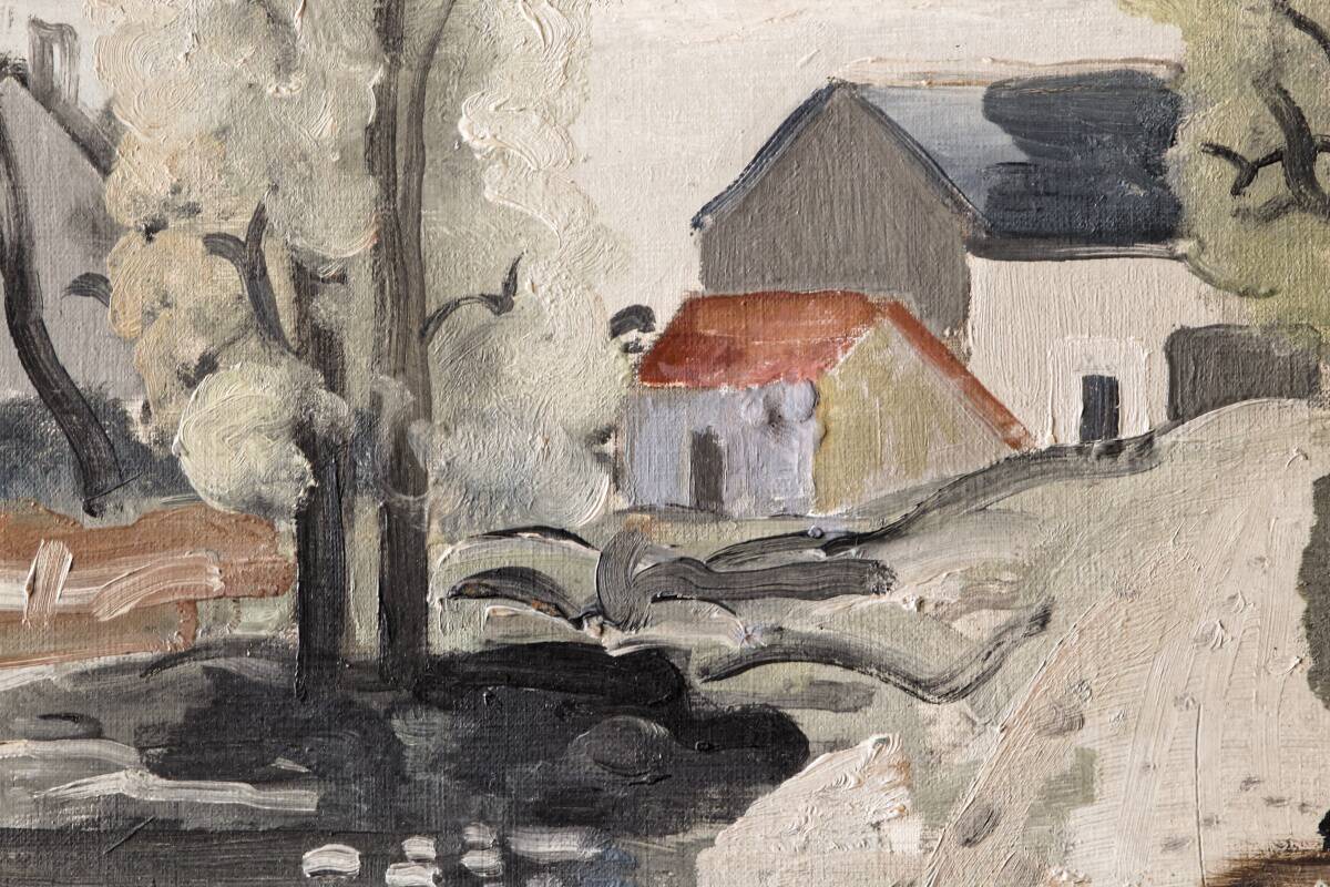Oil on isorel, 1939, village, signed Alex Gonesco