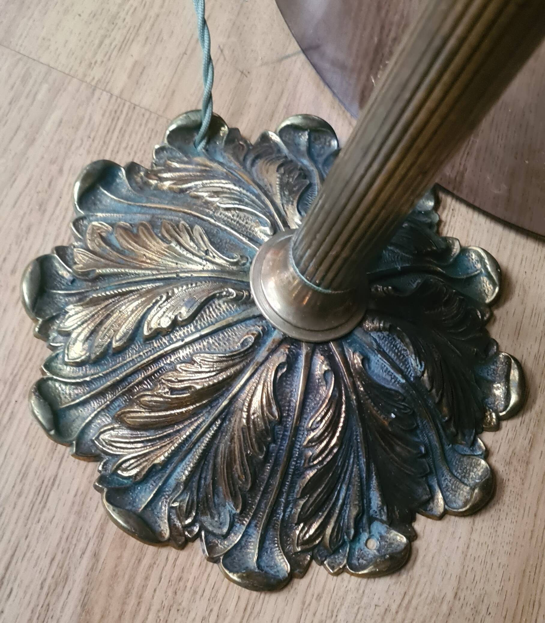 lampe de bureau 1920 bronze massif abat jour laiton , inter a tirette 63x43