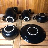 Ancien service petit déjeuner magdalith céramique noire & bleue vintage #a517