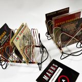 Vintage Vinyl Storage • 45 RPM Holder • Lacquered Metal • Scoubidou • 1950