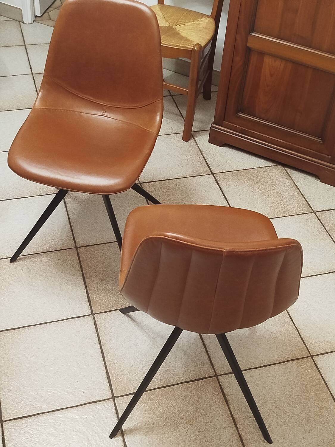Set of 2 Vintage Faux Leather Chairs