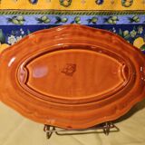 Large thick oval serving dish, Provence ceramic fleur-de-lis