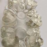 Candlestick in hard pressed glass with space for two candles