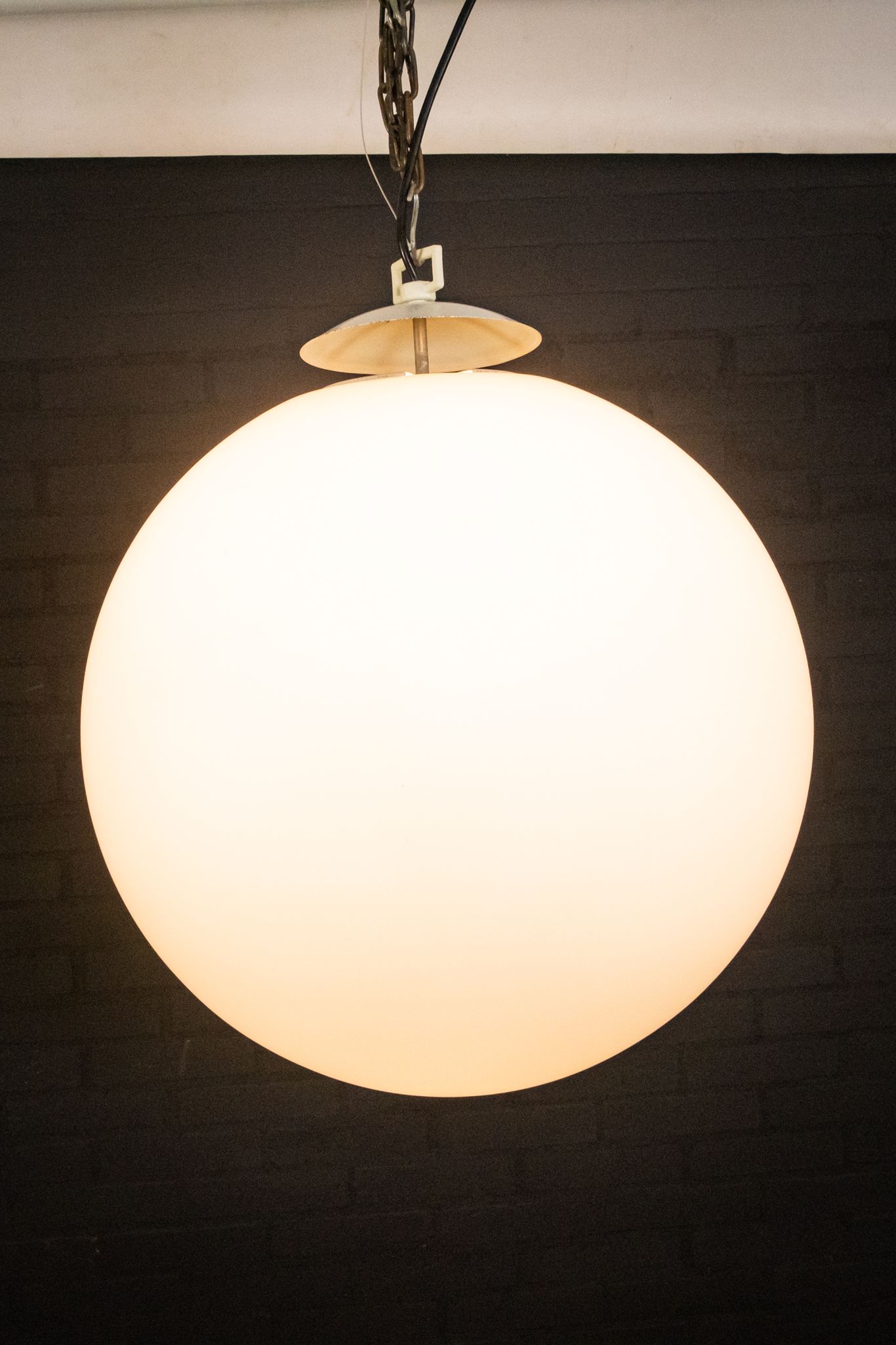 Set of 3 opaline pendant lights from the 60s