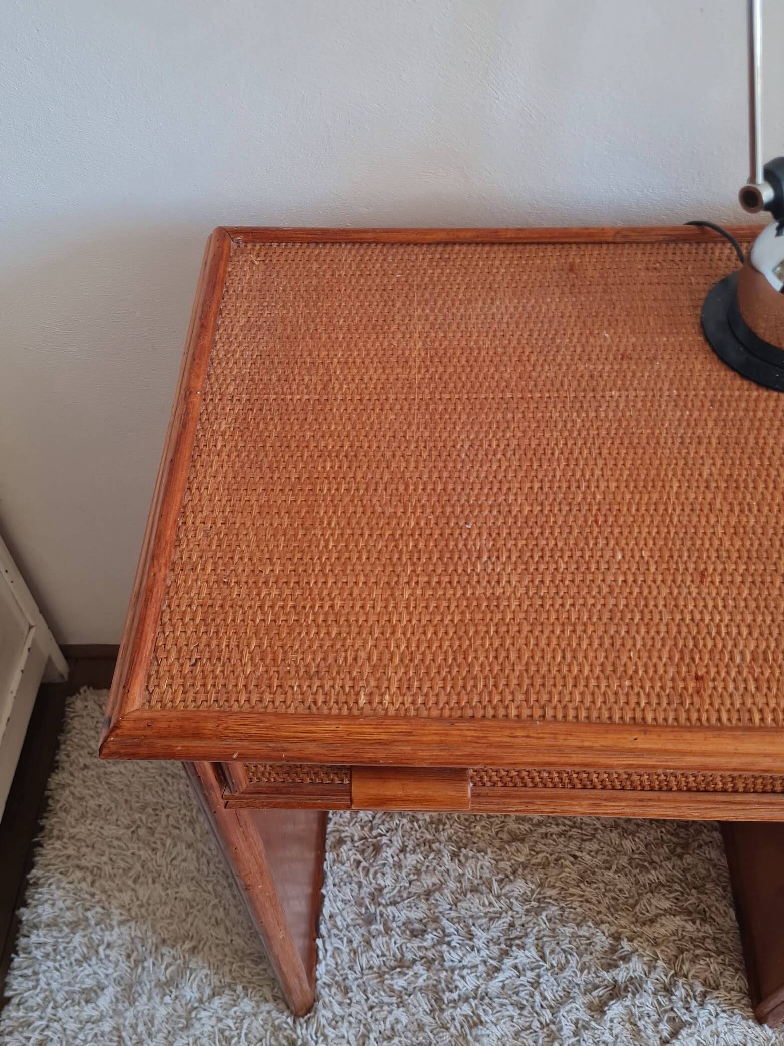 Vintage rattan desk from the 1970s.