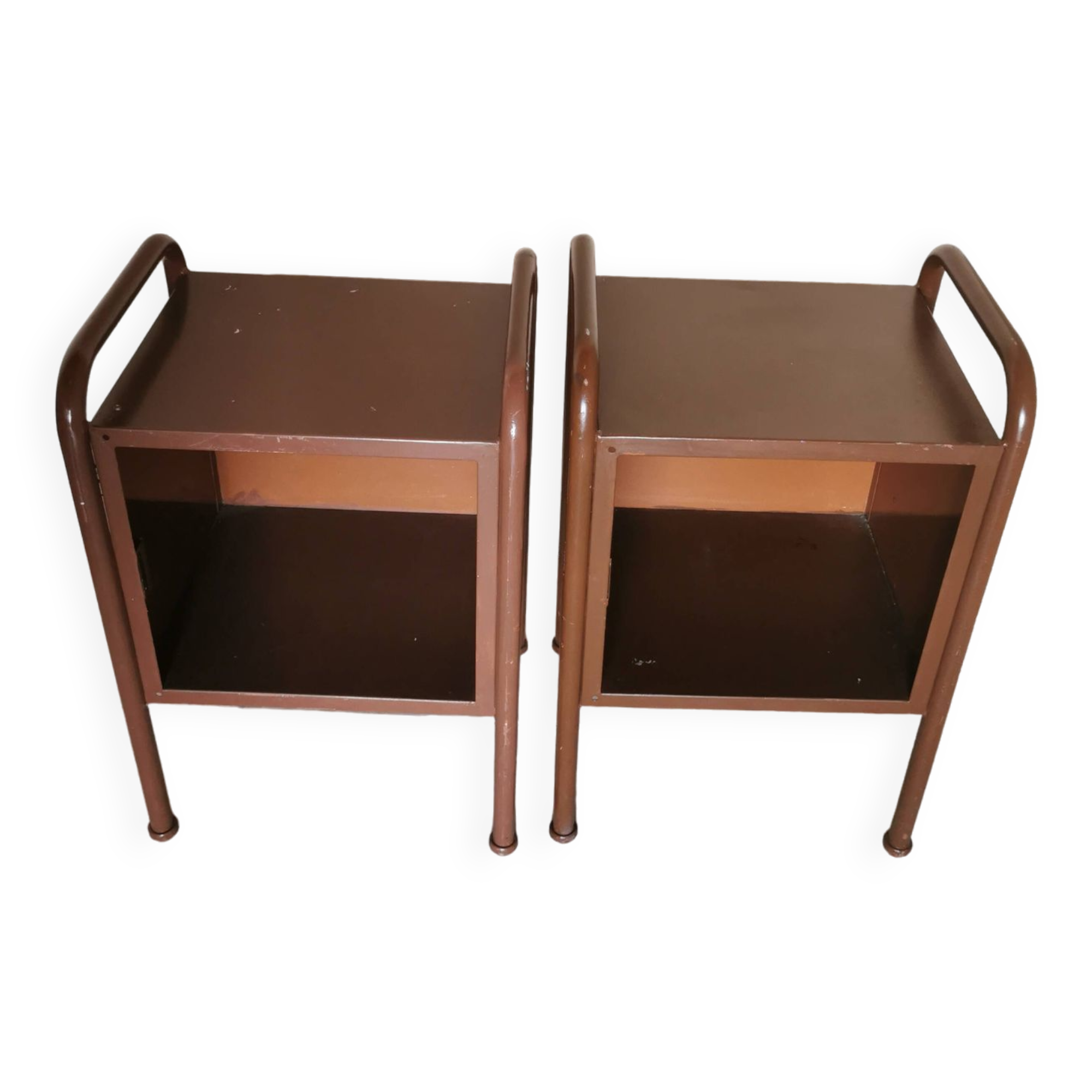 Pair of boarding school bedside tables